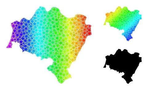 Spectrum Gradient Star Mosaic Map of Lower Silesia Province Collage Stock Illustration