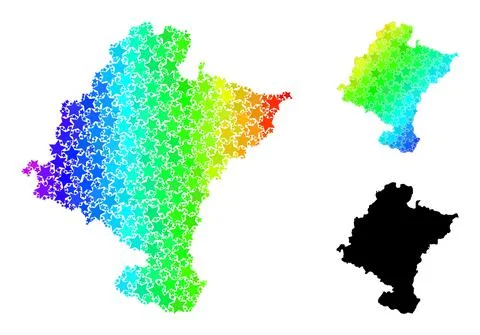 Spectrum Gradient Star Mosaic Map of Navarra Province Collage Stock Illustration