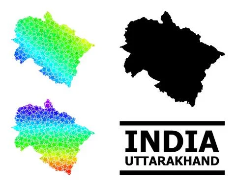 Spectrum Gradient Star Mosaic Map of Uttarakhand State Collage Stock Illustration