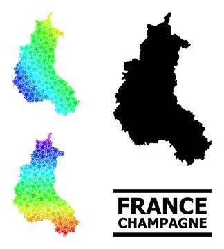 Spectrum Gradient Star Mosaic Map of Champagne Province Collage Stock Illustration