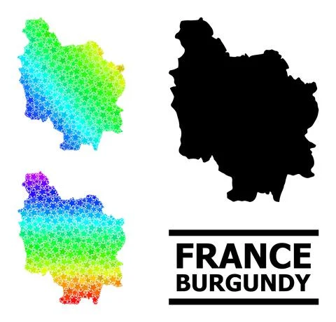 Spectrum Gradient Starred Mosaic Map of Burgundy Province Collage Stock Illustration