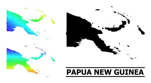Spectrum Gradient Starred Mosaic Map of Papua New Guinea Collage Stock Illustration