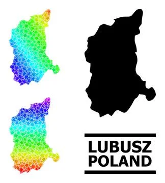 Spectrum Gradient Starred Mosaic Map of Lubusz Province Collage Stock Illustration