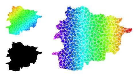 Spectrum Gradient Stars Mosaic Map of Andorra Collage Stock Illustration