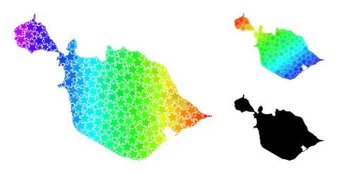 Spectrum Gradient Stars Mosaic Map of Heard and McDonald Islands Collage Illustrazione stock