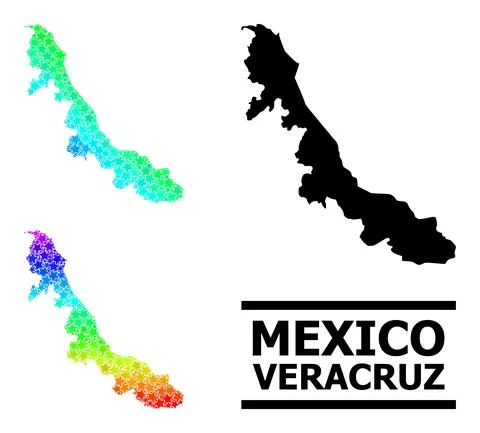 Spectrum Gradient Stars Mosaic Map of Veracruz State Collage Stock Illustration
