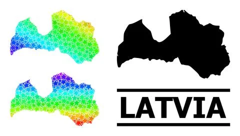 Spectrum Gradient Stars Mosaic Map of Latvia Collage Stock Illustration