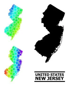 Spectrum Gradient Stars Mosaic Map of New Jersey State Collage Stock Illustration
