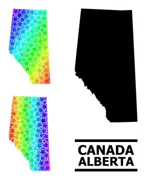 Spectrum Gradient Stars Mosaic Map of Alberta Province Collage Stock Illustration
