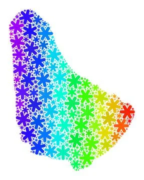 Spectrum Gradient Winter Collage Barbados Map with Snow Illustrazione stock
