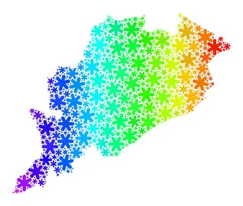 Spectrum Gradient Winter Collage Odisha State Map from Snow Illustrazione stock