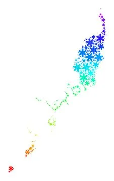 Spectrum Gradient Winter Collage Palau Map from Snow Flakes Stock Illustration