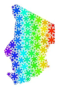Spectrum Gradiented Frost Collage Chad Map of Snowflakes イラスト素材
