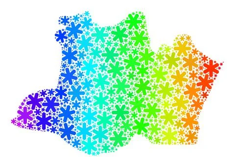 Spectrum Gradiented Icy Mosaic Amazonas State Map with Snow Stock Illustration
