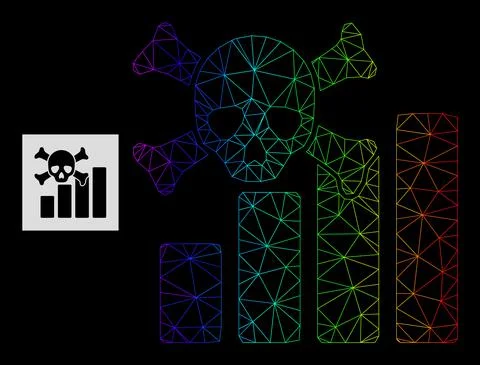 Spectrum Gradiented Polygonal Mesh Death Chart Icon 스톡 일러스트