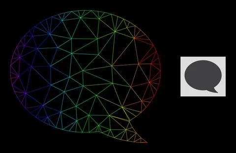 Spectrum Gradiented Polygonal Mesh Message Cloud Icon Stockillustratie