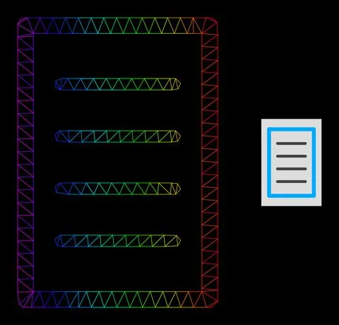 Spectrum Gradiented Polygonal Mesh Text Page Icon Stock Illustration