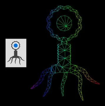 Spectrum Gradiented Polygonal Mesh Virus Cell Icon Illustrazione stock