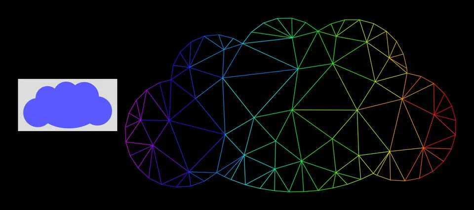 Spectrum Gradiented Polygonal Net Cloud Icon Stockillustratie