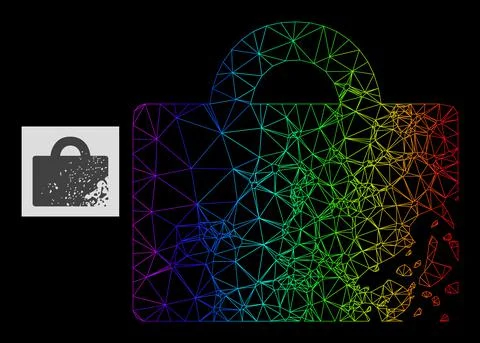 Spectrum Gradiented Polygonal Net Damaged Luggage Icon 스톡 일러스트