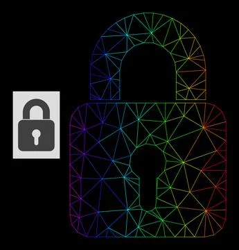 Spectrum Gradiented Polygonal Net Lock Icon Stockillustratie