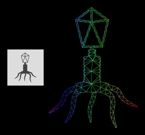Spectrum Gradiented Polygonal Net Virus Icon 库存插图