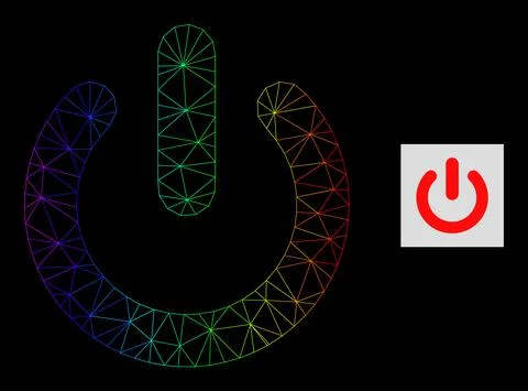 Spectrum Gradiented Polygonal Network Turn Off Icon Stock Illustration