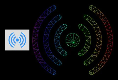 Spectrum Gradiented Polygonal Network Wi-Fi Signal Icon イラスト素材