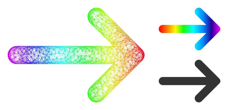 Spectrum Hatched Gradient Arrow Right Icon 스톡 일러스트