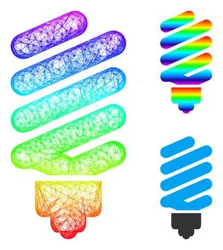 Spectrum Hatched Gradient Fluorescent Bulb Icon 스톡 일러스트