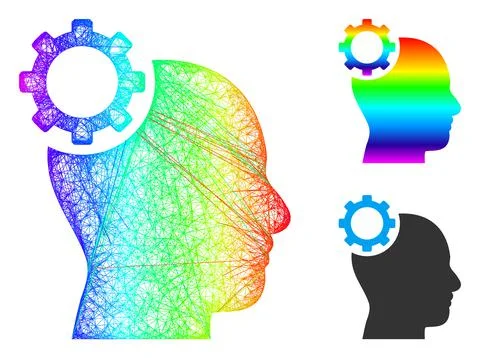Spectrum Hatched Gradient Intellect Gear Icon 스톡 일러스트