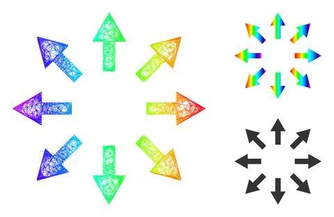 Spectrum Hatched Gradient Radial Arrows Icon 스톡 일러스트