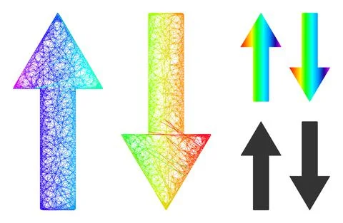 Spectrum Hatched Gradient Vertical Flip Arrows Icon Stock Illustration