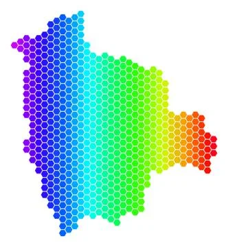 Spectrum Hexagon Bolivia Map Stock Illustration