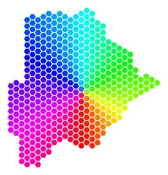 Spectrum Hexagon Botswana Map Stock Illustration