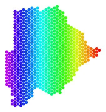Spectrum Hexagon Botswana Map Stock Illustration