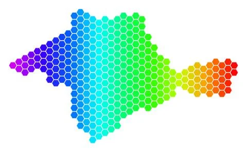 Spectrum Hexagon Crimea Map Stock Illustration