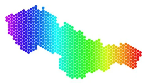 Spectrum Hexagon Czechoslovakia Map Stock Illustration