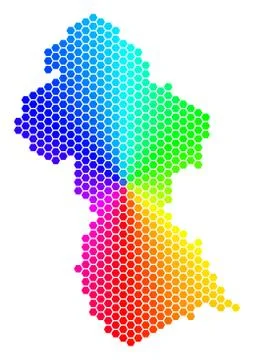 Spectrum Hexagon Guyana Map Stock Illustration