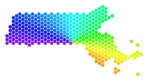 Spectrum Hexagon Massachusetts State Map Stock-Illustration
