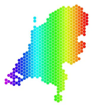 Spectrum Hexagon Netherlands Map Stock Illustration