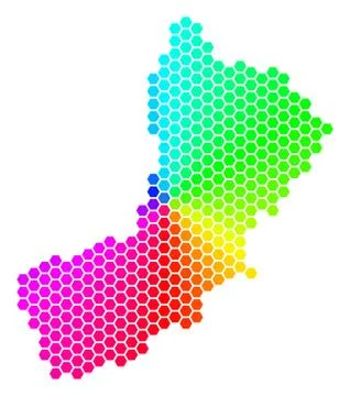 Spectrum Hexagon Oman Map Stock Illustration