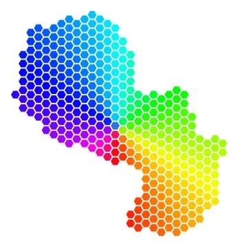 Spectrum Hexagon Paraguay Map Stock Illustration