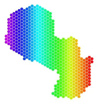 Spectrum Hexagon Paraguay Map イラスト素材