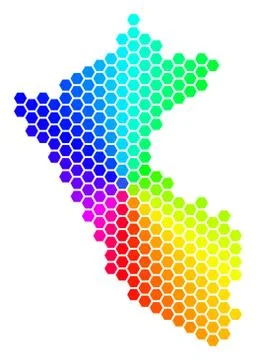 Spectrum Hexagon Peru Map Stock Illustration