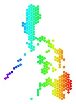 Spectrum Hexagon Philippines Map Stock Illustration