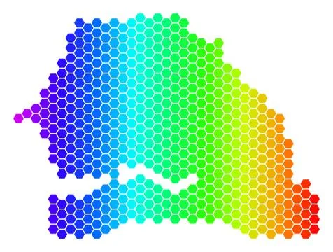 Spectrum Hexagon Senegal Map Stock Illustration