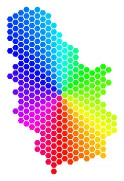 Spectrum Hexagon Serbia Map Stock Illustration