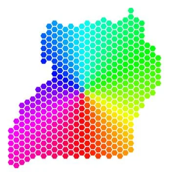 Spectrum Hexagon Uganda Map Illustrazione stock