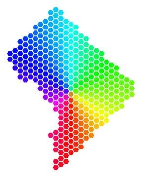 Spectrum Hexagon Washington DC Map Illustrazione stock